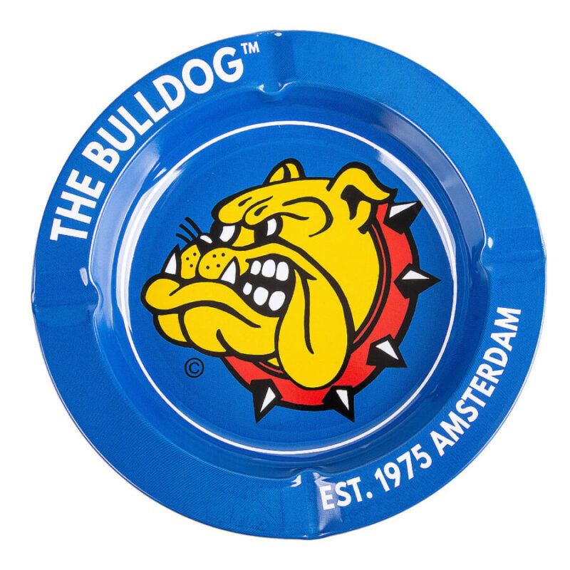 the bulldog ashtray blue