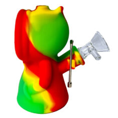 Rasta Death Silicone Pipe with Metal Spoon and Dab Container 11cm