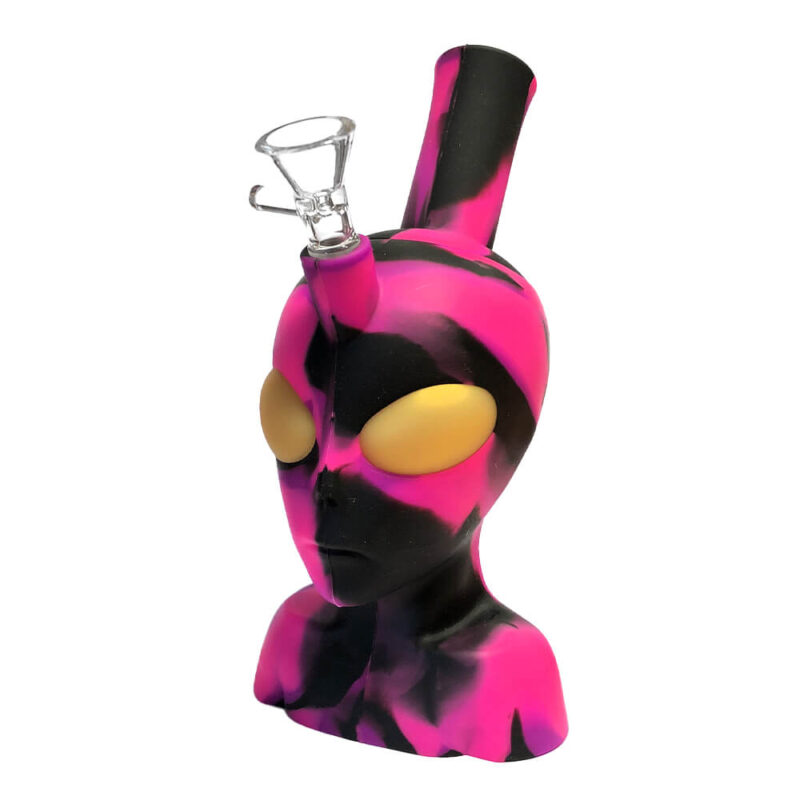 Silicone Bong Alien Head Pink 20cm