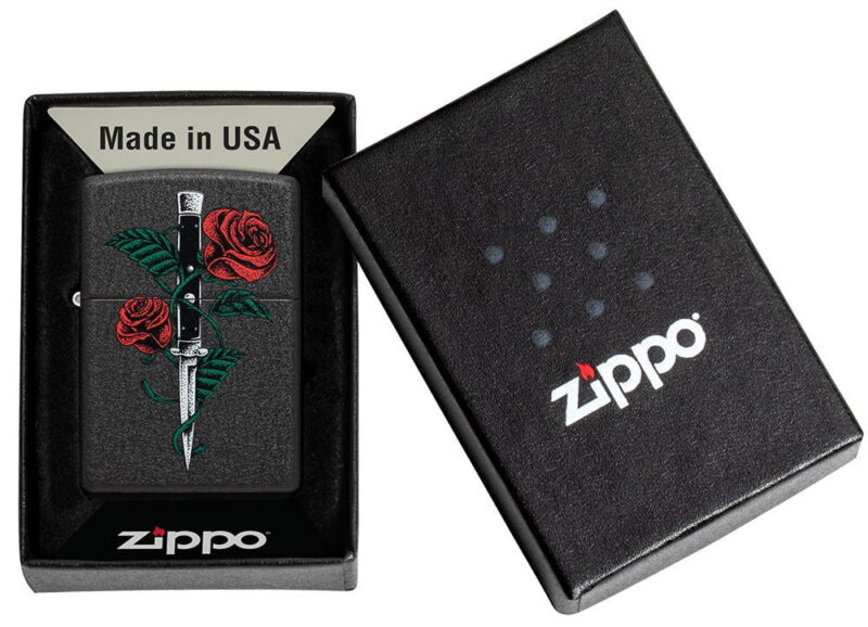 zippo Rose Dagger Tattoo Design